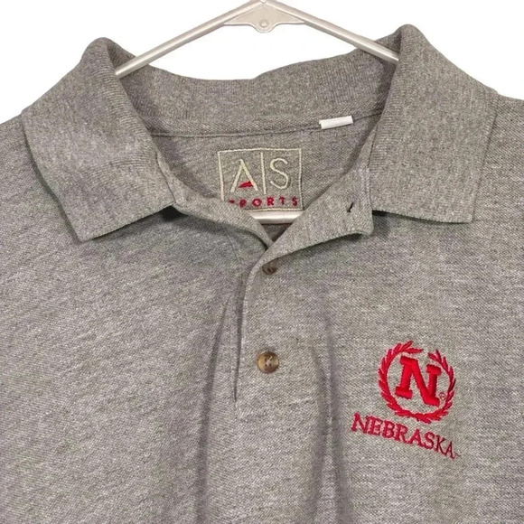 Nebraska Cornhuskers AS Sports Men's Gray Cotton Polo Size Large Shirt - Picture 2 of 12
